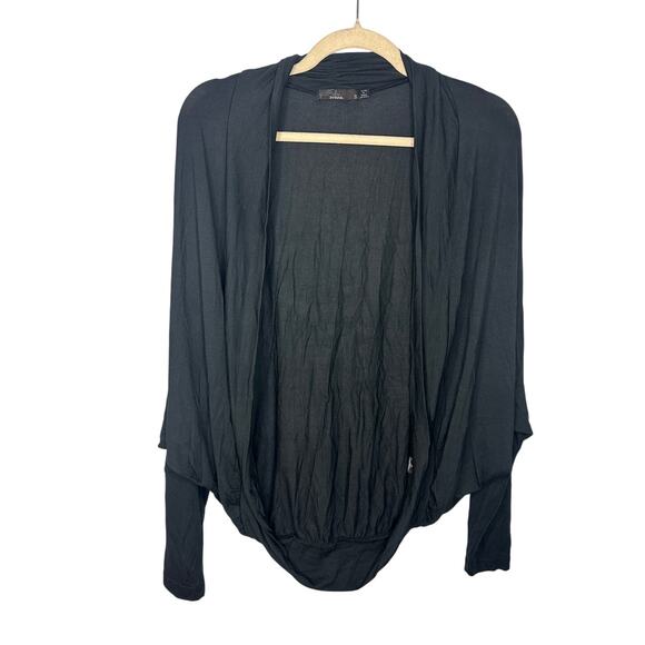 PrAna Foundation Munra Wrap Cardigan Women's Small Black Athletic Modal NWOT - Picture 1 of 4